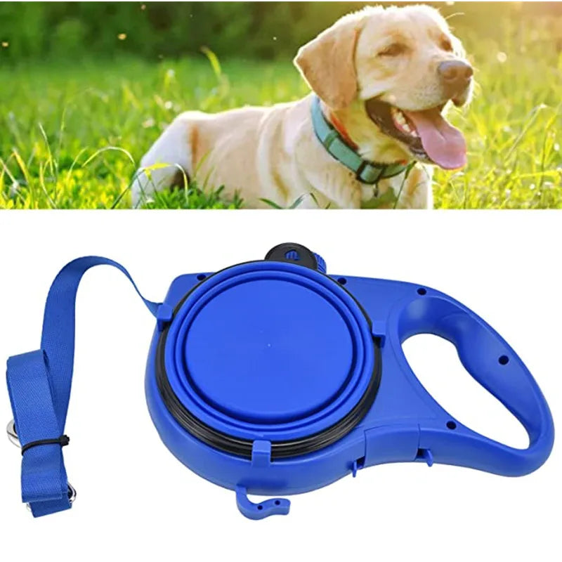 4-in-1 Retractable Dog Leash with Water Bottle & Waste Bag Holder