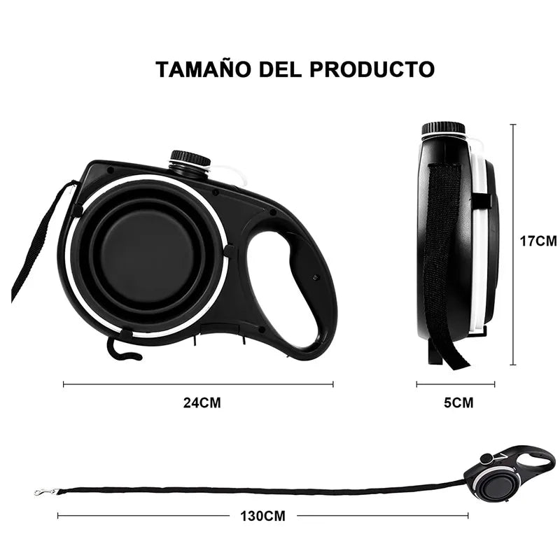 4-in-1 Retractable Dog Leash with Water Bottle & Waste Bag Holder