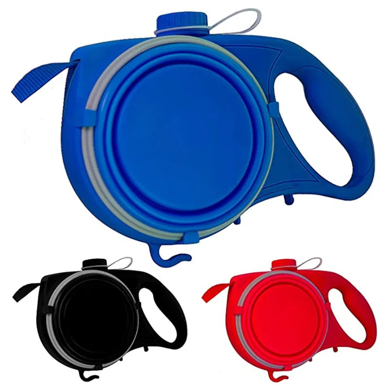 4-in-1 Retractable Dog Leash with Water Bottle & Waste Bag Holder