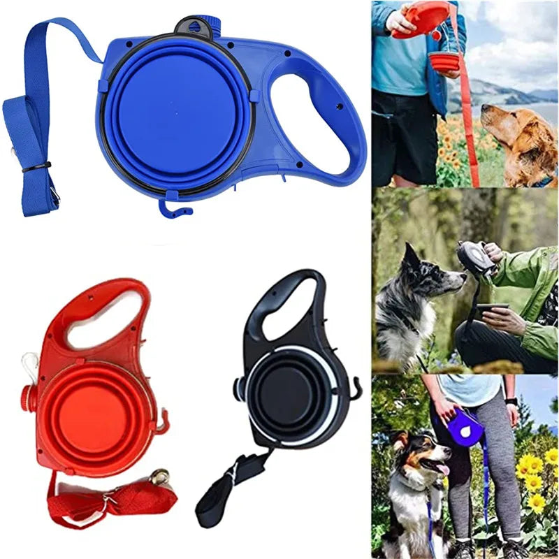 4-in-1 Retractable Dog Leash with Water Bottle & Waste Bag Holder